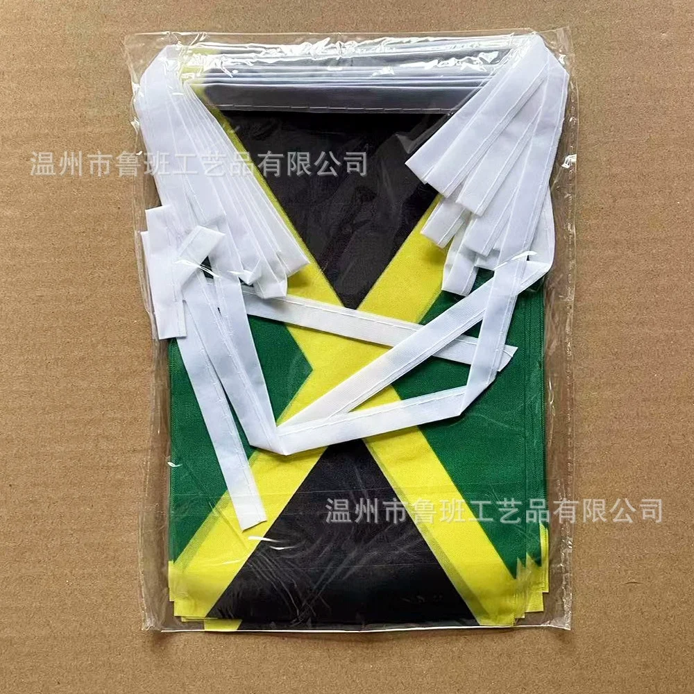 Banderines de la Jamaica con bandera de esquí, 14x21cm, 20 unids/lote, banderas de cuerda de Jamaica, banderín, pancarta, fiesta, vacaciones para decoración - imagen 3