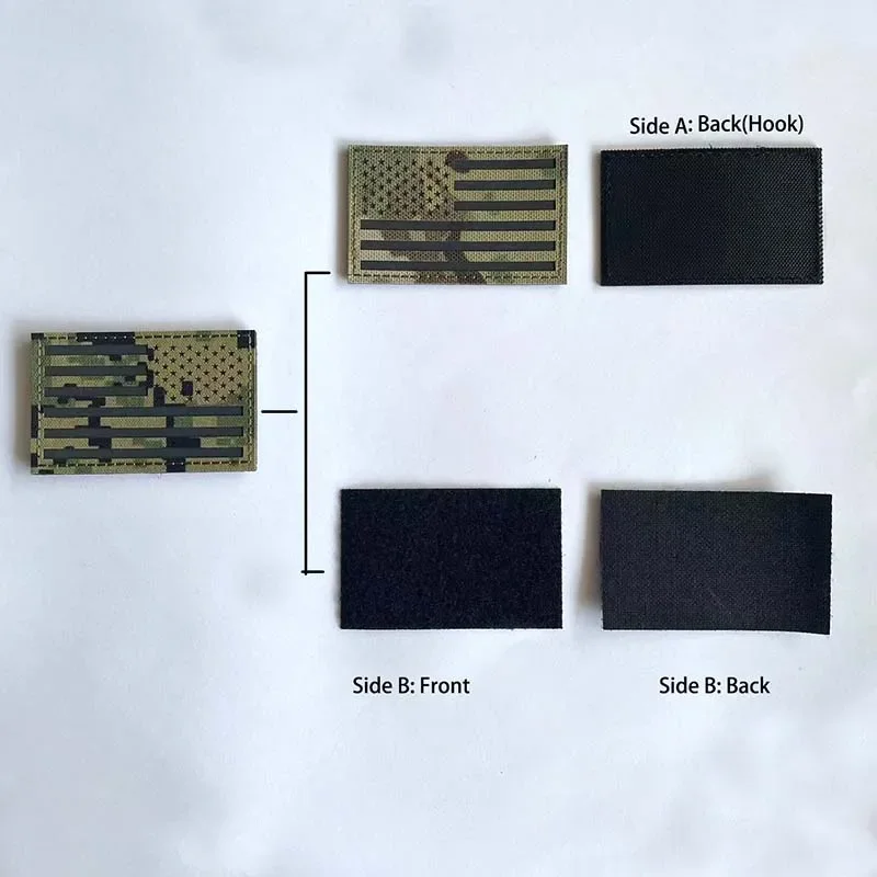 Parches de reflexión IR de la bandera de EE. UU. Con bucle de gancho, insignia militar táctica de la Fuerza Aérea de la Marina del Ejército de los Estados Unidos que brilla en la oscuridad, 8*5CM - imagen 5