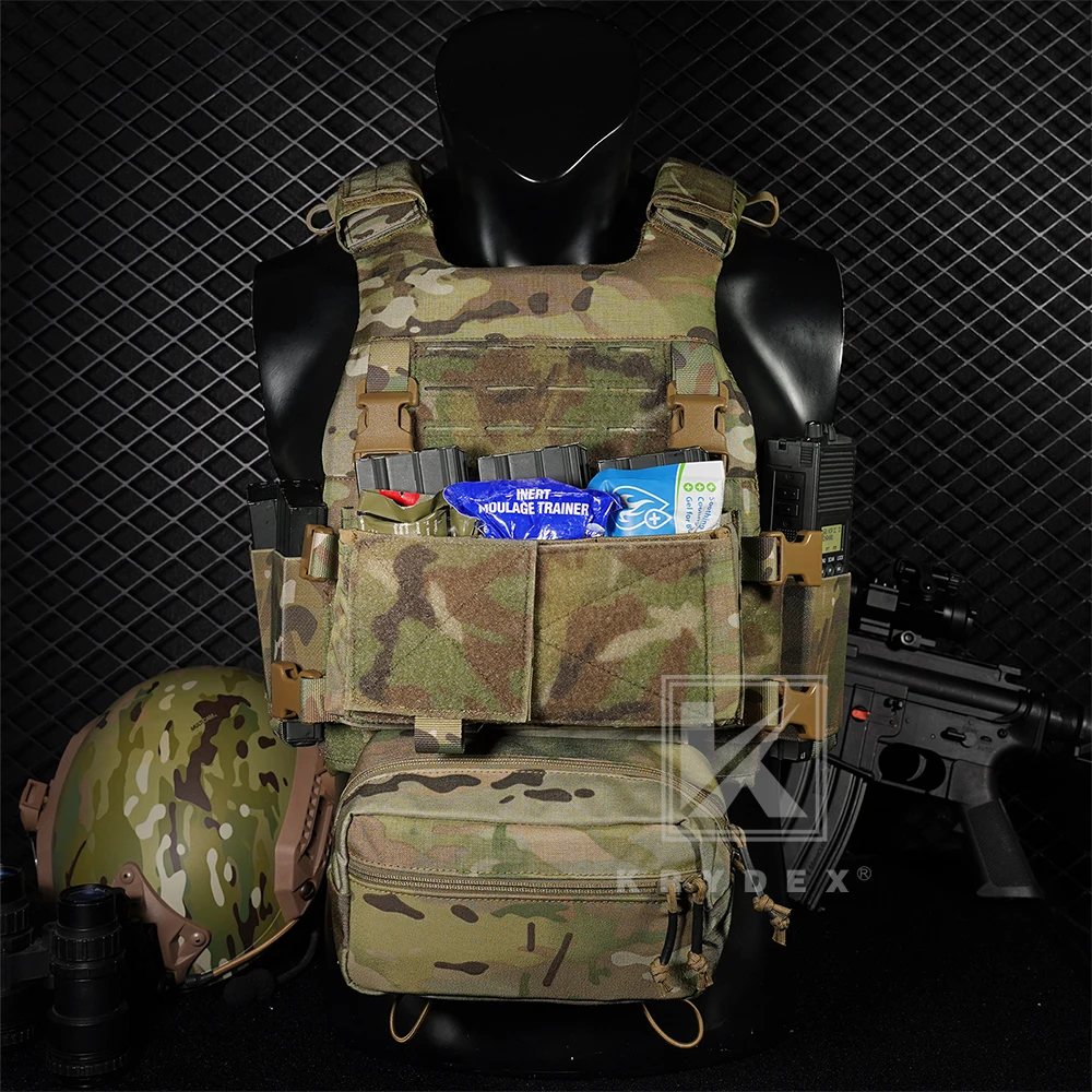 KRYDEX-Chaleco táctico MOLLE, portador de placa lisa de baja visibilidad, faja elástica, bolsa magnética de 7,62 y 5,56mm, chaleco ligero para hombre - imagen 3