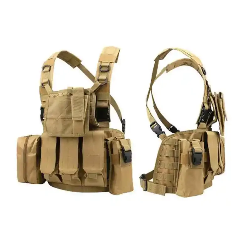 Chaleco táctico Molle Radio/EDC/Triple 5,56 Mag bolsa portadora adiestramiento al aire libre caza CS combate chaleco ajustable - imagen 2