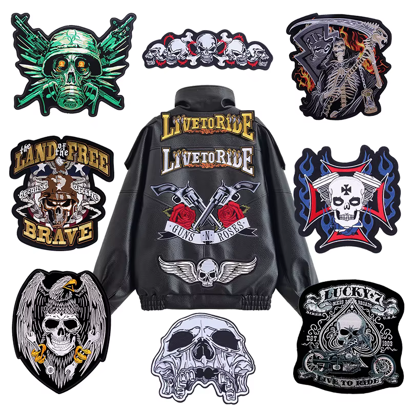 Parche táctico termoadhesivo motociclista grande para chaqueta