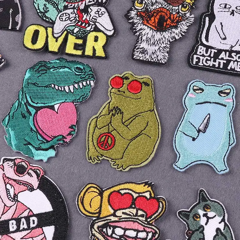 Parche bordado de animales Hippie para chaqueta, parches de planchado a rayas para ropa fresca, insignias para ropa, decoración de mochila, bricolaje - imagen 2