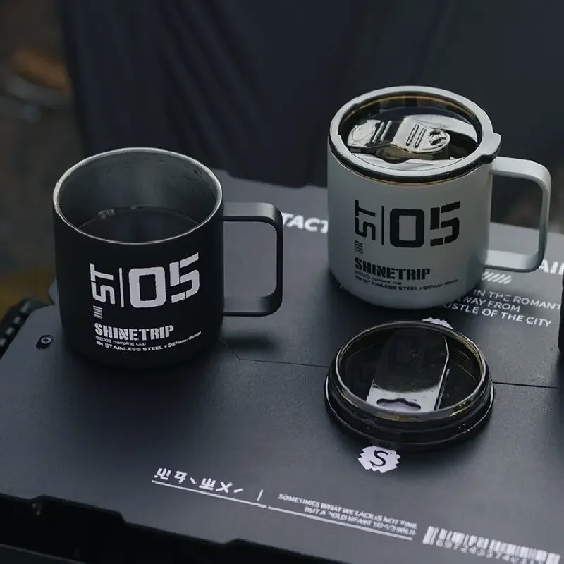 ShineTrip Taza de café para acampar resistente al calor de doble capa Taza respetuosa con el medio ambiente Taza de agua de acero inoxidable 304 - imagen 5