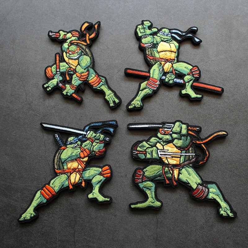 Parches bordados de tortuga, brazalete de gancho y bucle, insignia de moral de Anime en mochila, pegatina de chaleco táctico, parche decorativo - imagen 4