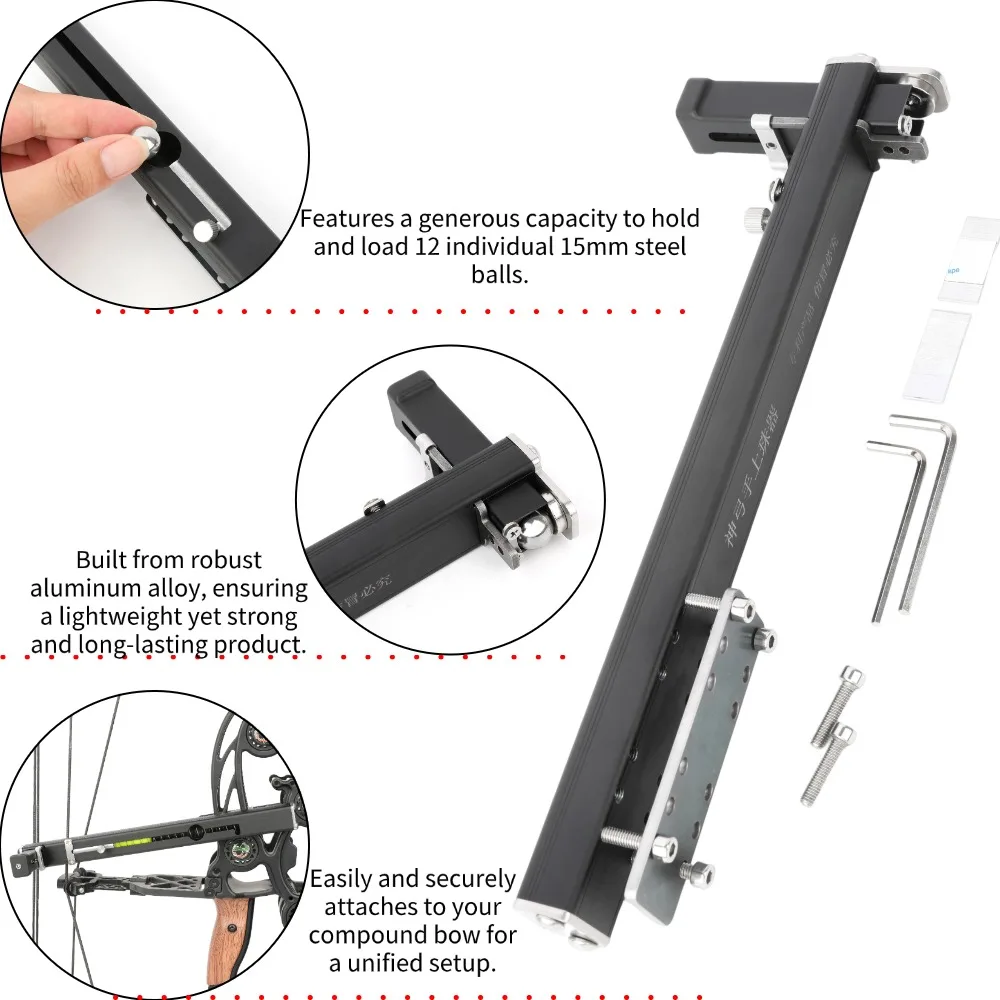 Lanzador de bolas de acero para arco compuesto de doble propósito fuego continuo 12 aleación de aluminio caza tiro con arco objetivo - imagen 3