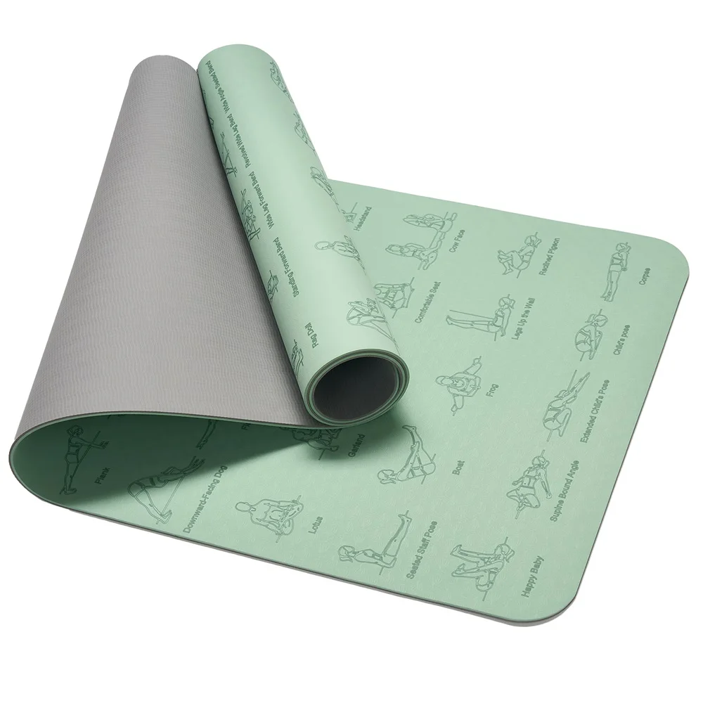 Esterilla de Yoga de 5mm de grosor con Poses impresas para Pilates, 183x60x5cm, esterilla grande antideslizante para ejercicio en el gimnasio - imagen 3