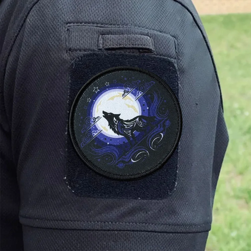 Parche de insignia de moral de lobo, brazalete con gancho impreso, emblema militar, ropa táctica, pegatinas para mochila - imagen 4