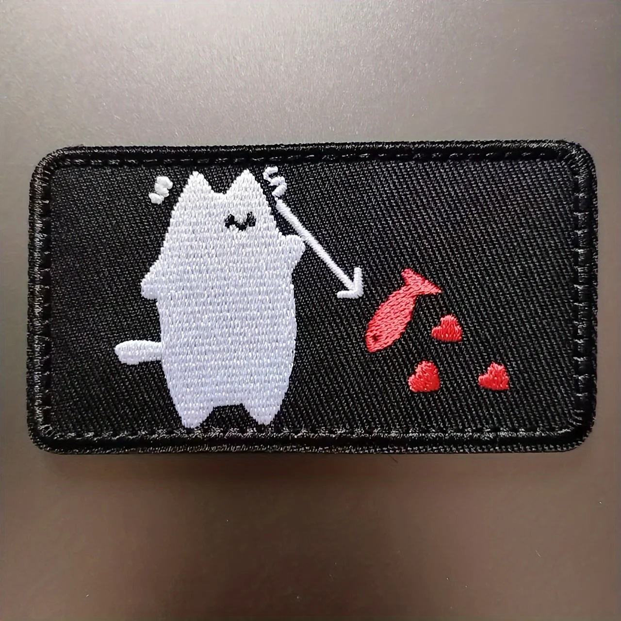 Parche de Velcros de pescado bifurcado de gato pirata de barba negra, sujetador de gancho y bucle divertido, insignia táctica militar para mochila Molle