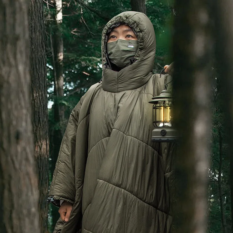 saco de dormir saco de dormir ultraligero saco dormir dormilocos saco dHamaca de refugio frío al aire libre, cubierta de aislamiento, capa 2 en 1, bolsa de dormir portátil para acampar, cama aislante a prueba de viento - imagen 3