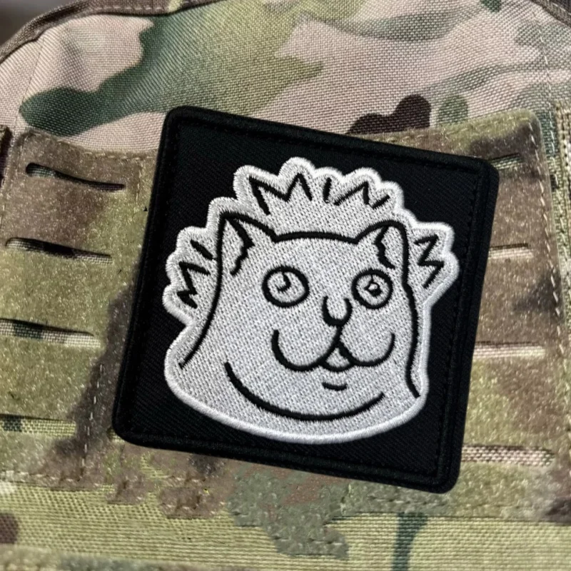 Parche bordado de gato divertido para ropa, parches tácticos con gancho y bucle, pegatinas para mochila - imagen 5
