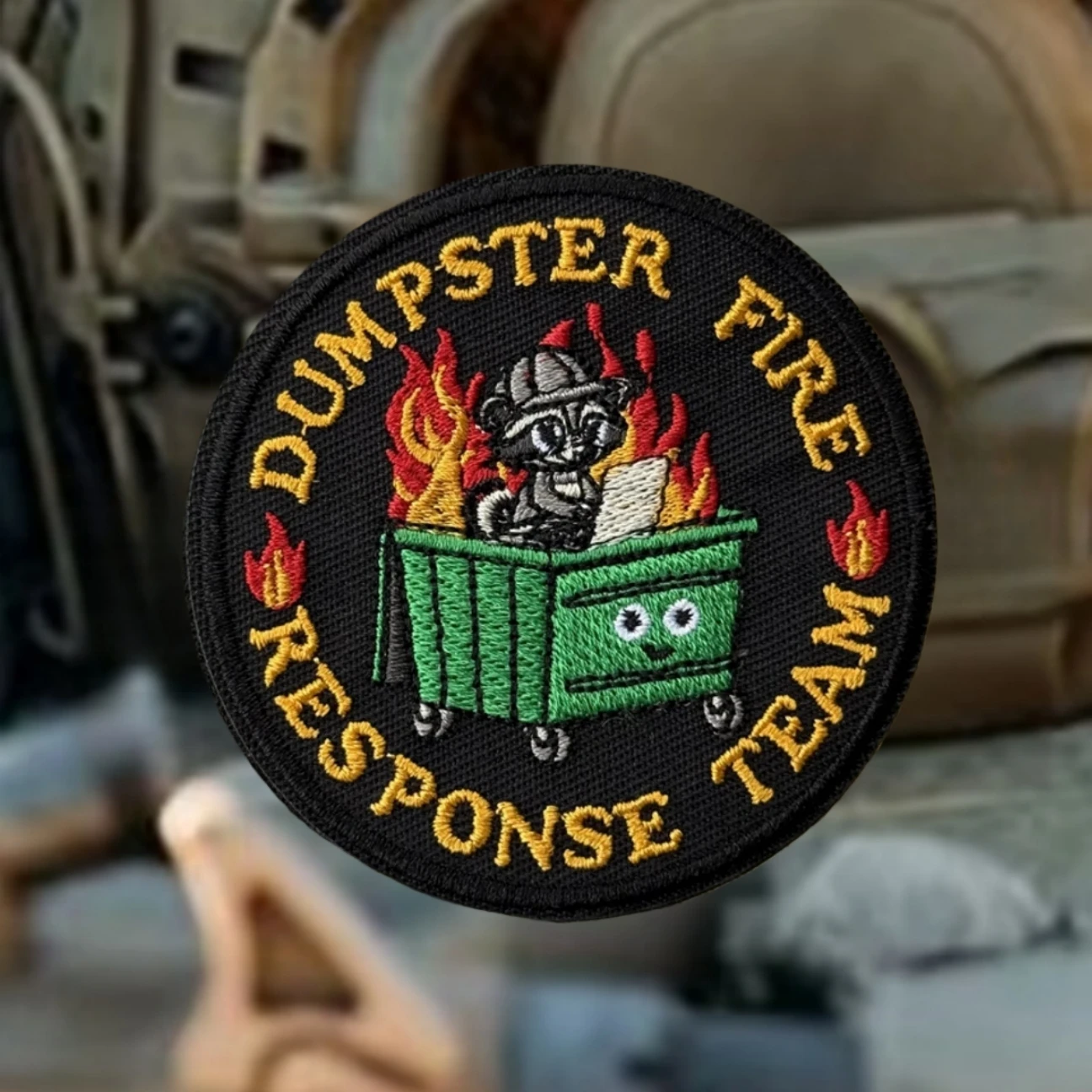 Parche táctico de moral divertida "Dumpster Fire Response", emblema militar, parches de gancho y bucle bordados para pegatinas de mochila - imagen 3