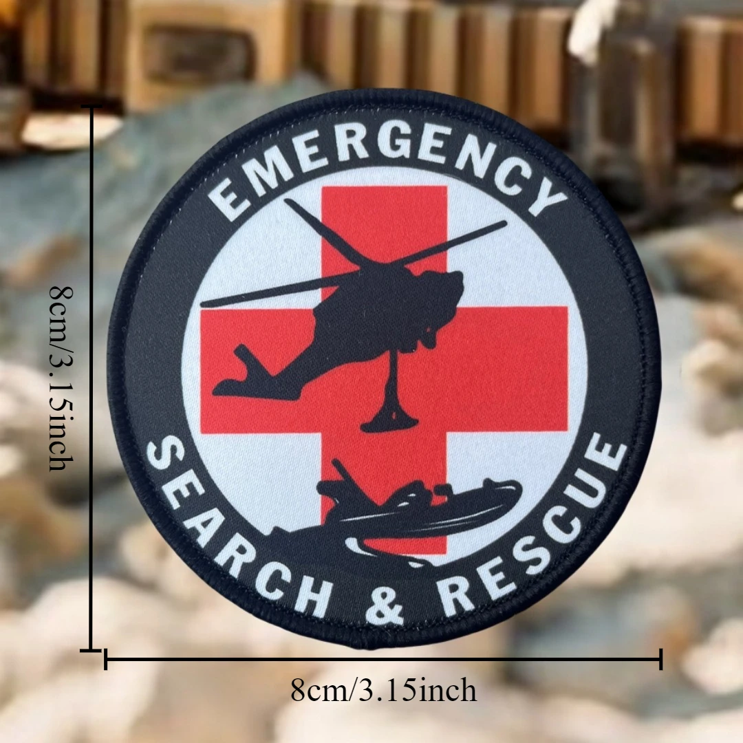 Parche de búsqueda y rescate, insignia de moral táctica, parches de gancho y bucle impresos en ropa, brazalete militar, pegatina para mochila - imagen 4