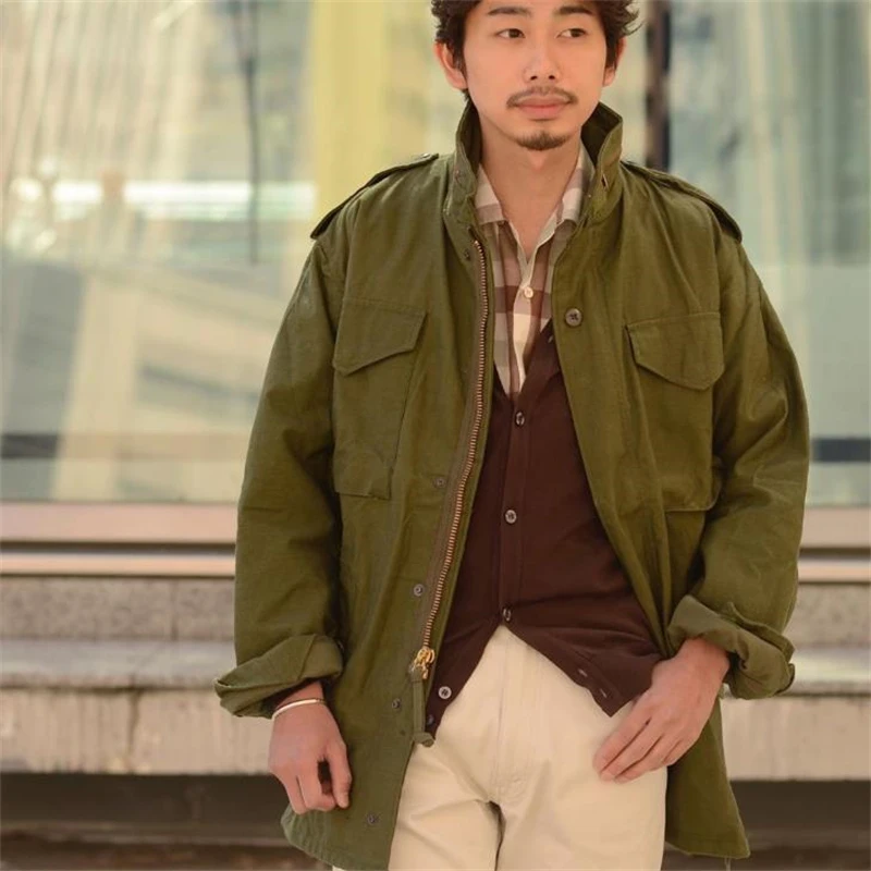 Chaqueta de campo M65 para hombre, abrigo de mezclilla con múltiples bolsillos, chaqueta táctica militar, cortavientos informal Vintage de gran tamaño - imagen 3