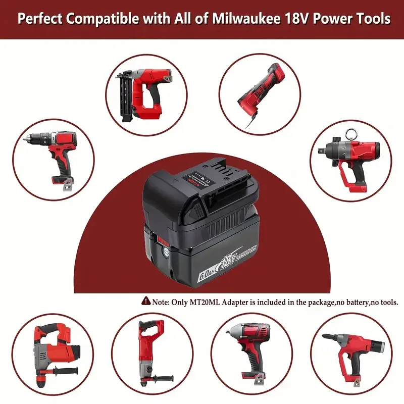 MT20ML adaptador batería Makita Milwaukee 18V - imagen 2