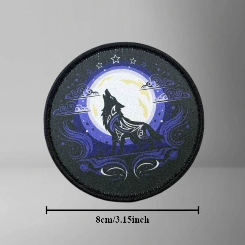 Parche táctico impreso "luna y lobo", insignia de moral militar, parches con gancho, ropa, mochila, accesorios, pegatinas - imagen 4