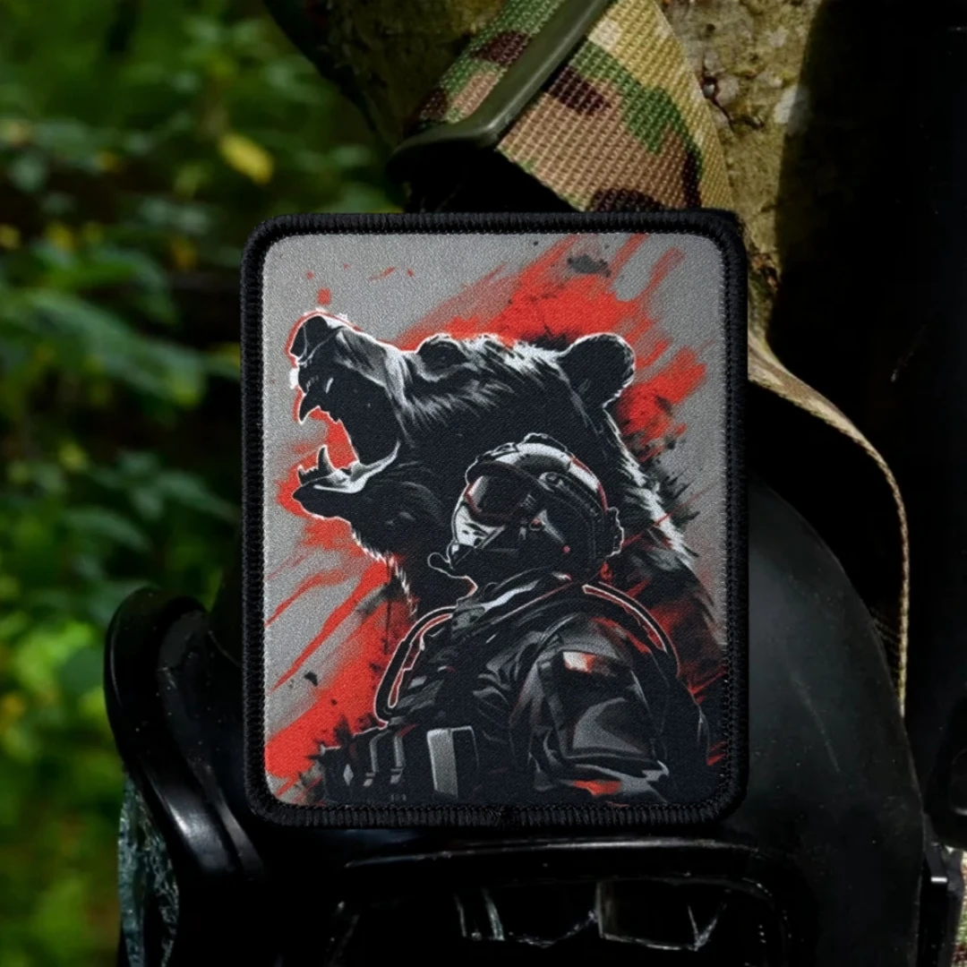 Parches de Chevron, insignia de moral de oso táctico, brazalete del ejército militar, pegatina de mochila con gancho y bucle impreso para ropa - imagen 4