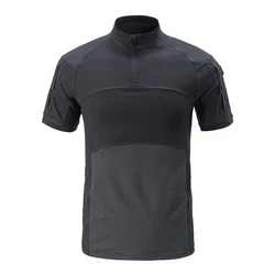 Camiseta táctica camuflaje negro manga corta hombre senderismo caza