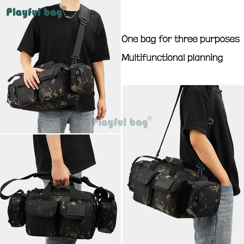 Bolsas de viaje de gran capacidad CAMO, bandolera de hombro de camuflaje para exteriores de nailon 600D, bolso para cámara 3P AVA23 - imagen 2