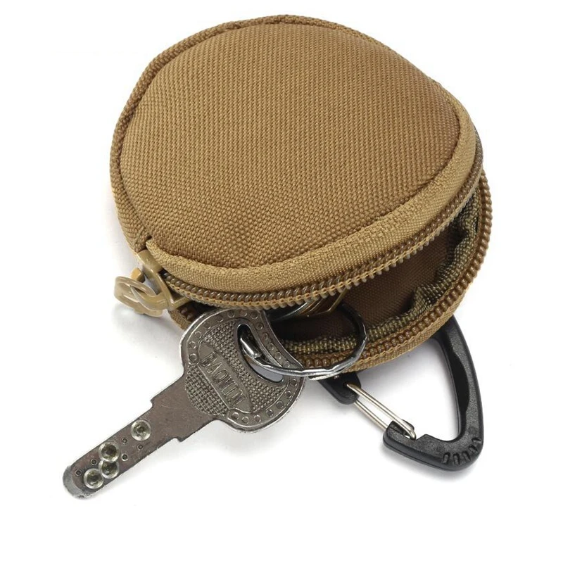 Monedero táctico portátil para llaves, bolsillo para monedas, Clip para cintura de caza, accesorios para exteriores, EDC, redondo - imagen 3