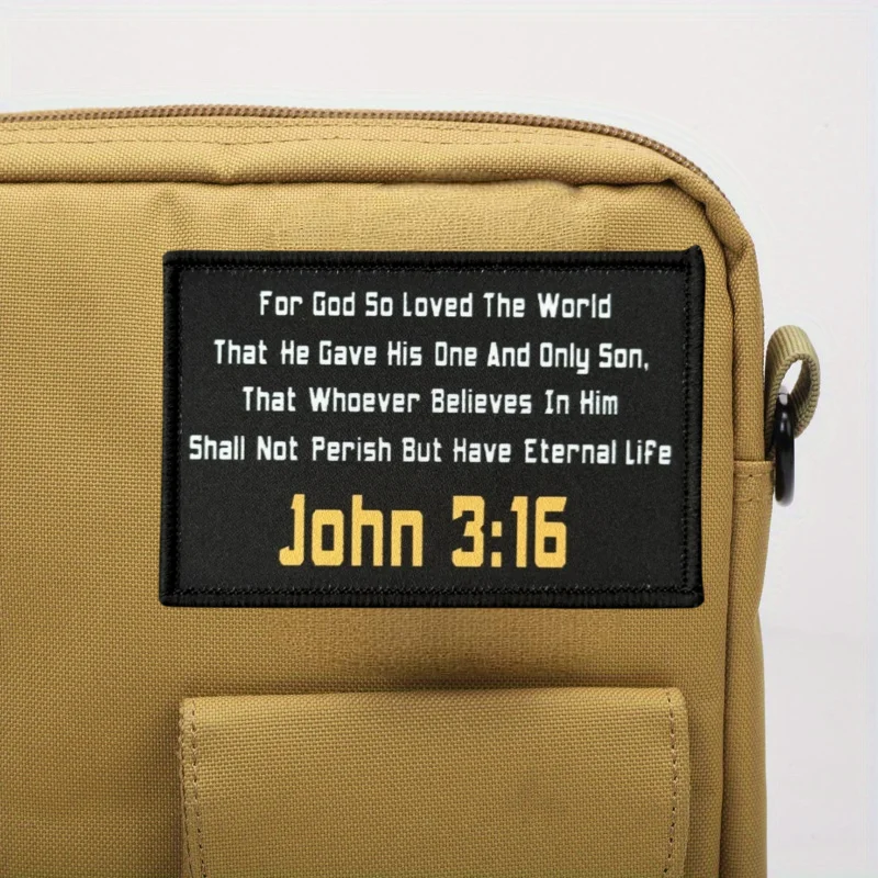 John 3:16 Parche con estampado de escritura de la Biblia cristiana, chaleco táctico, insignia de gancho y bucle, pegatina para mochila, parches para brazalete para ropa - imagen 5