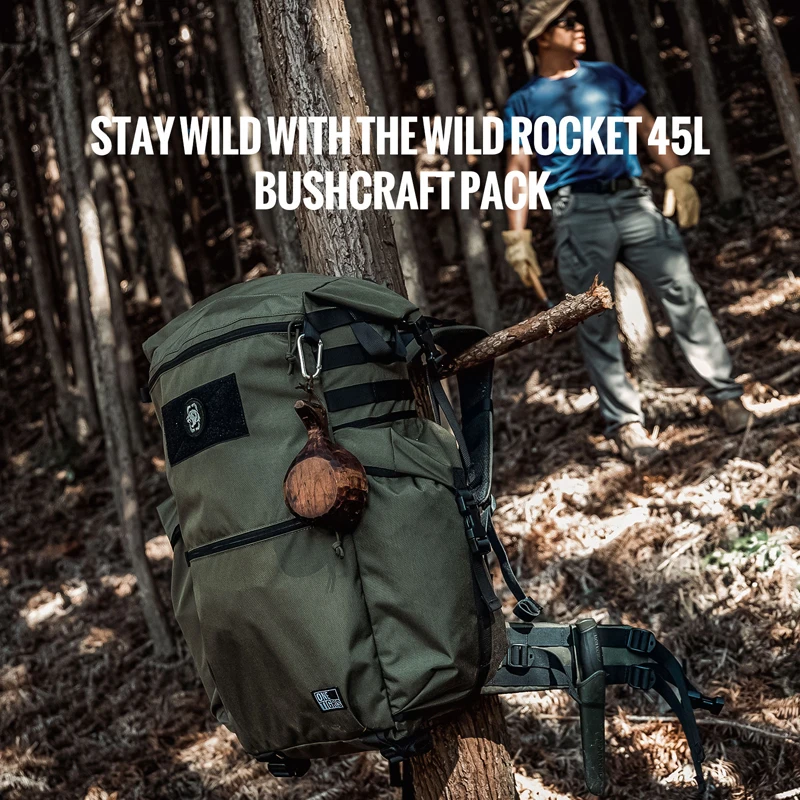 OneTigris WILD ROCKET Bushcraft Pack Mochila de 45 L Mochila enrollable para viajes al aire libre con revestimiento resistente al agua y soportes para hachas - imagen 2