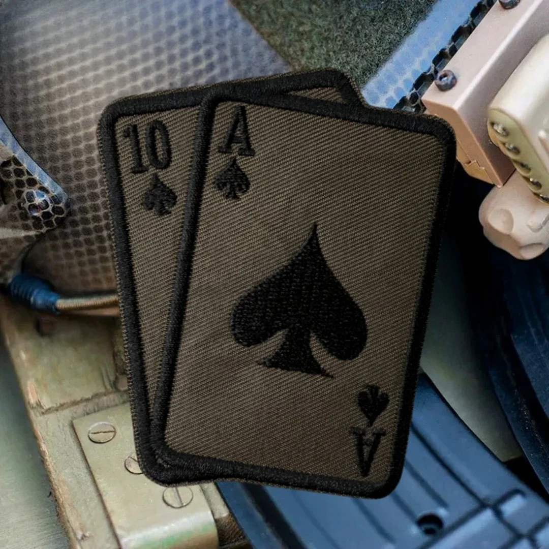 "Tarjetas de Jogador 21", parche divertido, insignia de moral táctica, parches bordados de gancho y bucle para ropa, pegatina para mochila del ejército militar - imagen 4