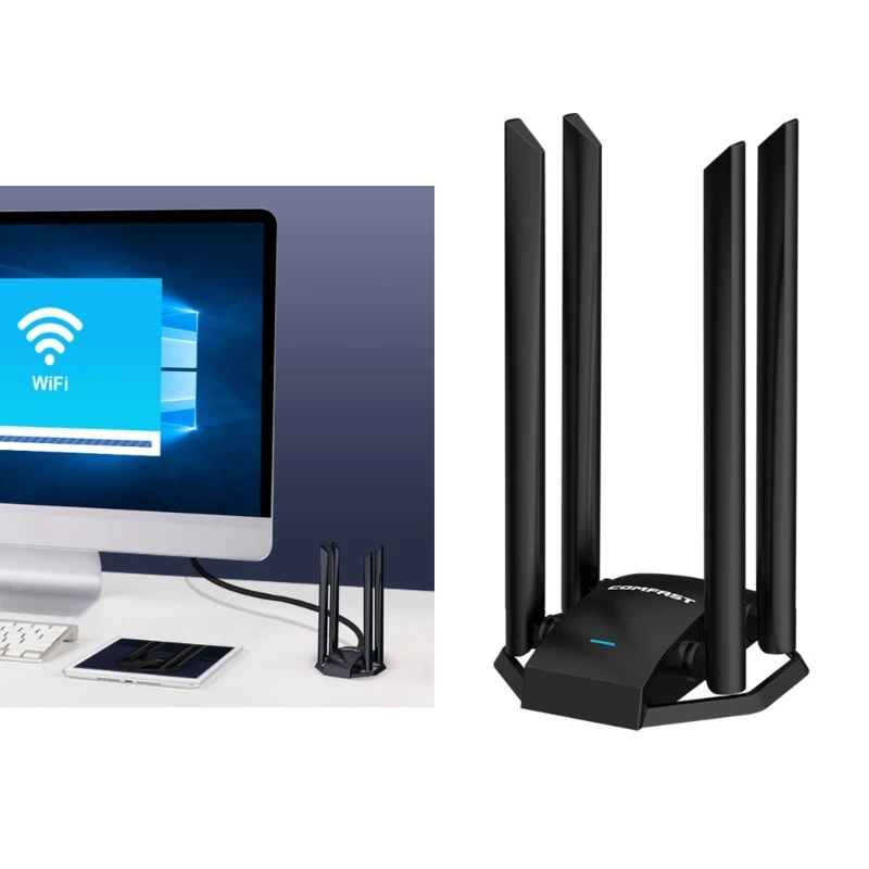 Adaptador WiFi inalámbrico de 1300M, CF-WU785AC antenas de doble banda 4x6dBi, tarjeta inalámbrica USB3.0, receptor - imagen 2