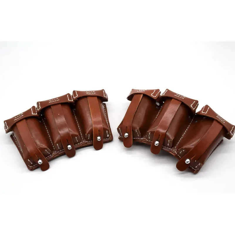 Accesorio de bolsa de revista de cuero Triple alemán K98 de recreación táctica - imagen 2