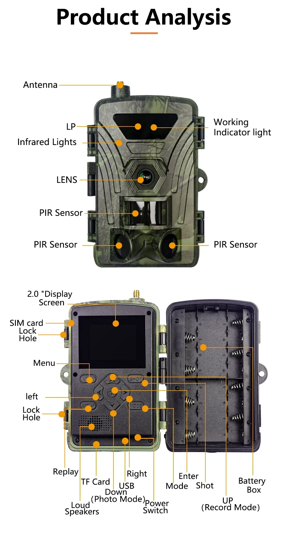 PR802LTE 4G cámara de rastreo de caza 4K cámara salvaje inalámbrica transmisión de fotos celular 60/48/42/36/32/28 MP cámara de juego de vigilancia - imagen 4