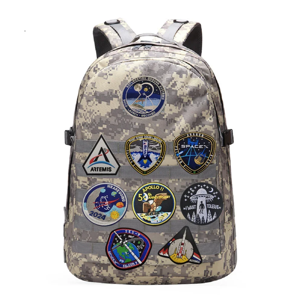 Accesorios para bolsa al aire libre, parche bordado con gancho, lanzamiento de cohetes, brazalete de astronauta Falcon, insignia de estación espacial CRS de la Fuerza Espacial - imagen 2