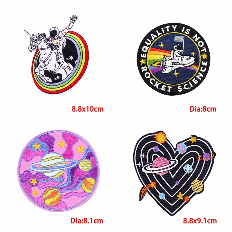 10 Uds. De parches bordados de astronauta OVNI espacial para ropa, parche de dibujos animados DIY, parches para planchar para ropa, insignias para coser - imagen 4