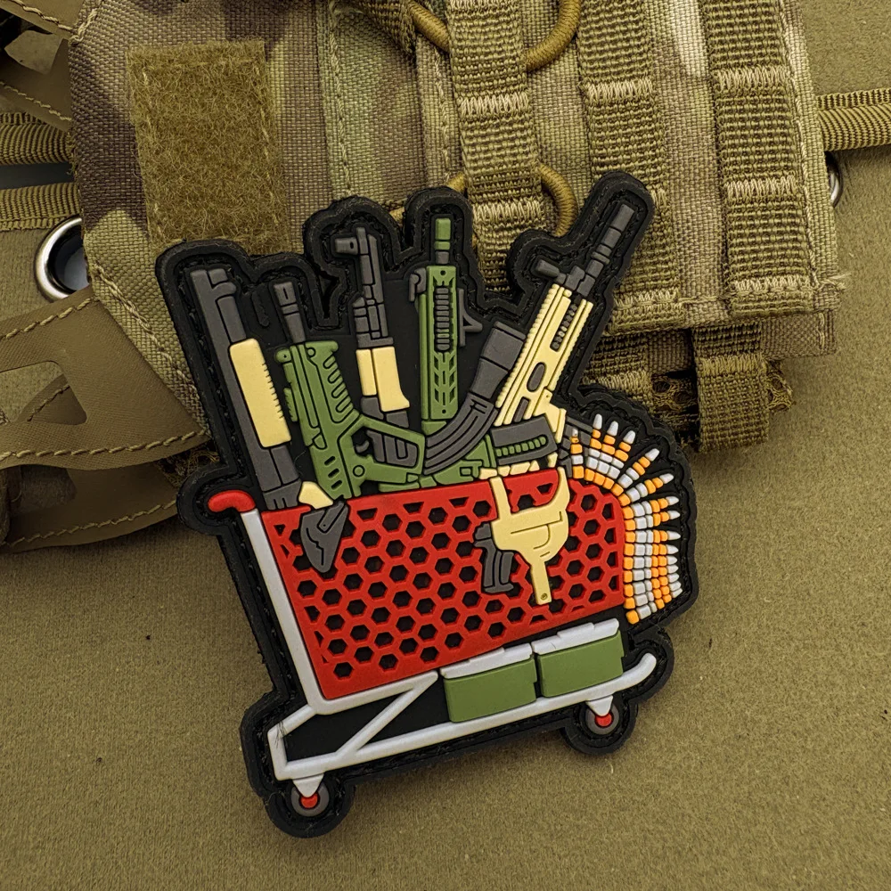 Insignia de moral de munición de ametralladora táctica, parche militar, parches de gancho y bucle de PVC 3D, brazalete, ropa, pegatina para mochila