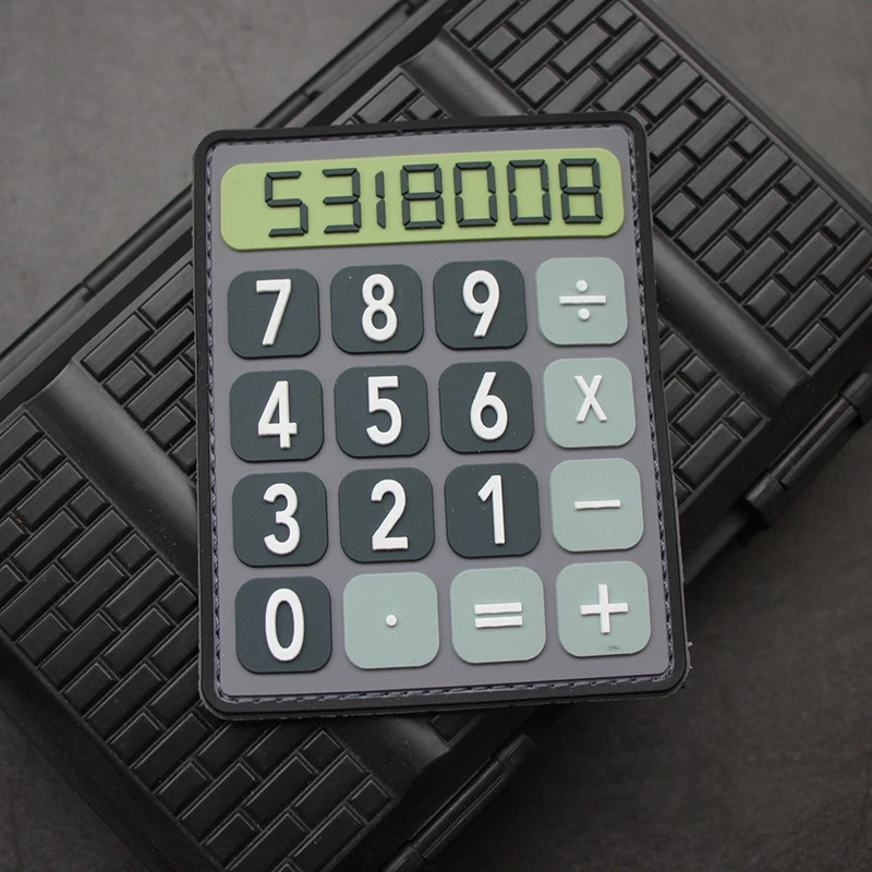 Calculadora parche de PVC brazalete táctico goma suave para ropa casco bolsa decoración