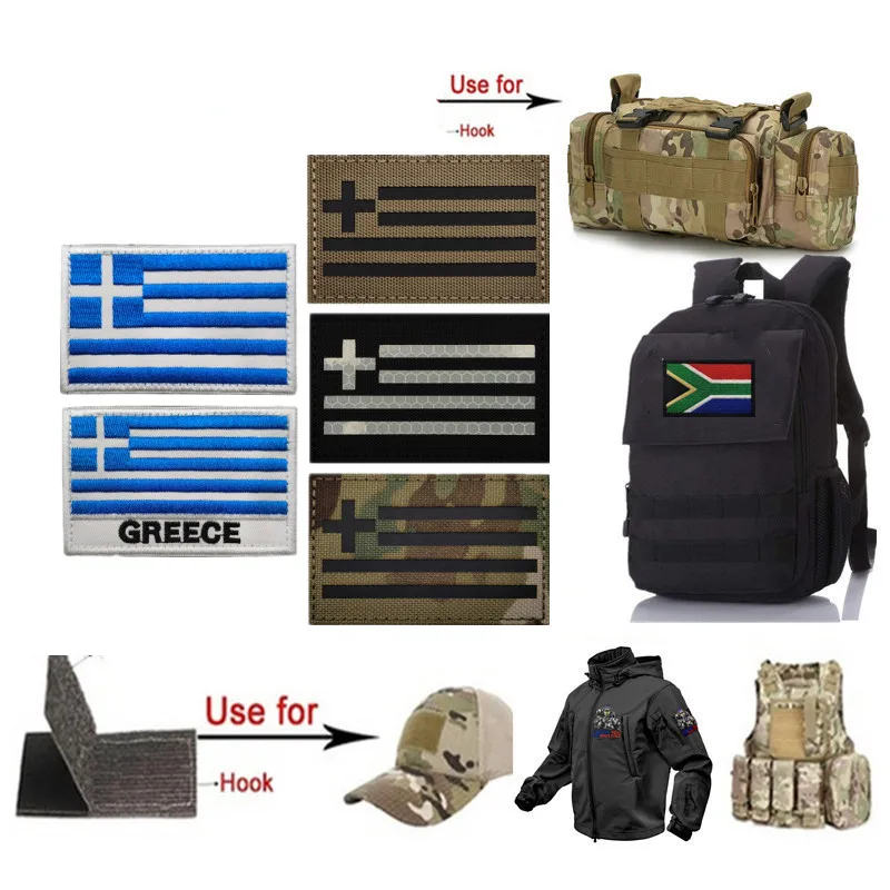 Parche reflectante IR de la bandera de Polonia, Francia, Grecia, DEU, España, Italia, Eslovaquia, con respaldo de gancho y bucle, accesorio para mochila táctica - imagen 3