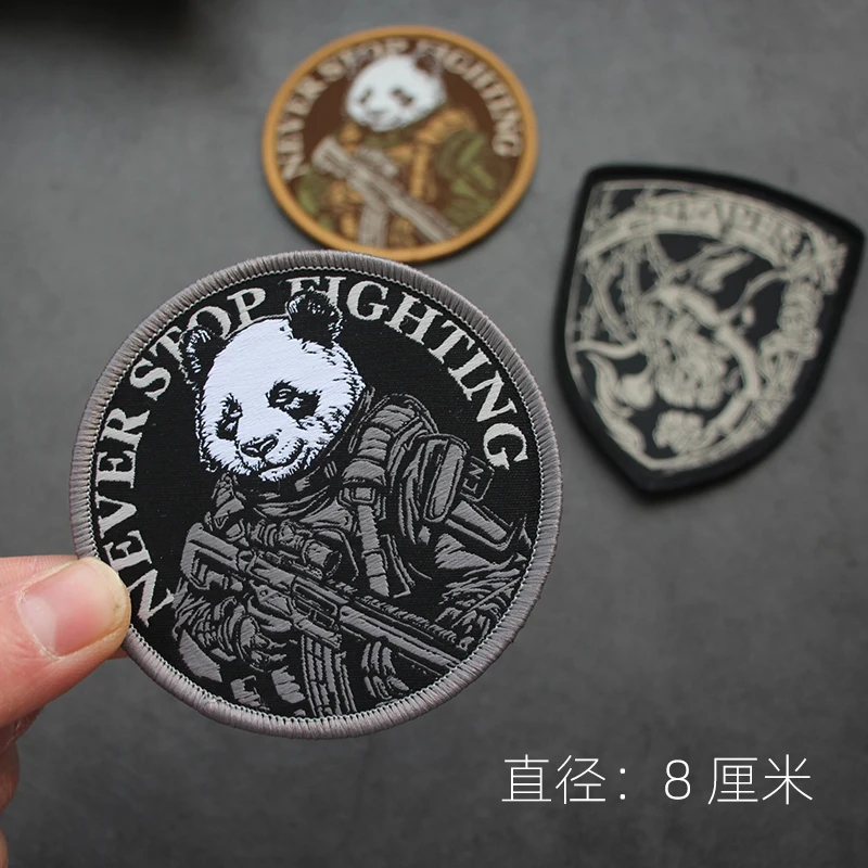 Etiqueta tejida del ejército Panda, brazalete táctico versátil, insignia de moral de ventilador militar, mochila DIY, chaqueta, chaleco, casco y parche de gancho - imagen 4