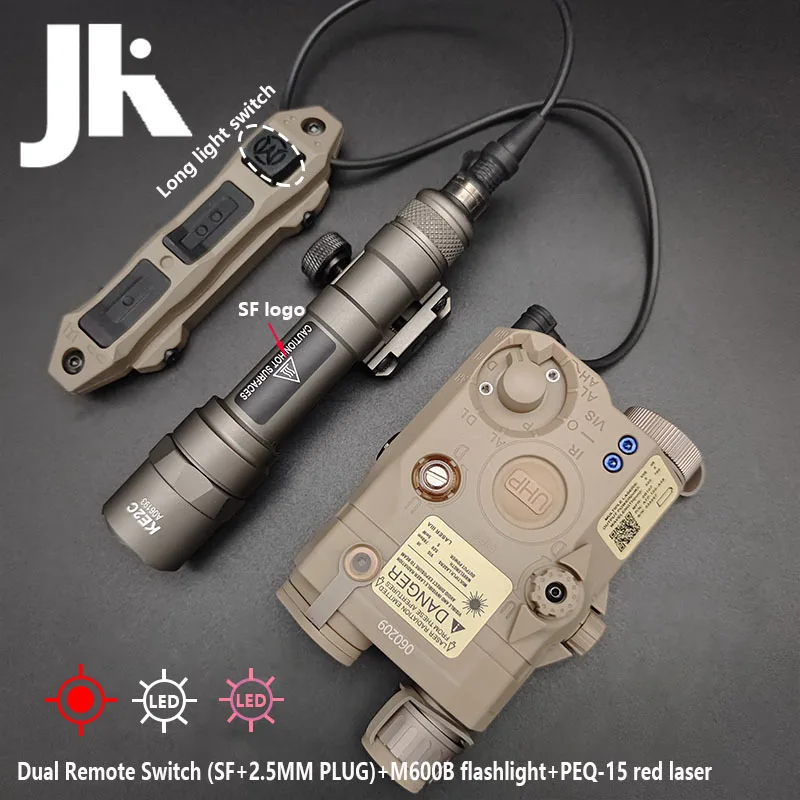 PEQ15 rojo azul verde láser IR luz de relleno indicador con M300B M600B linterna LED arma luz y interruptor remoto Dual SF/2.5 - imagen 3