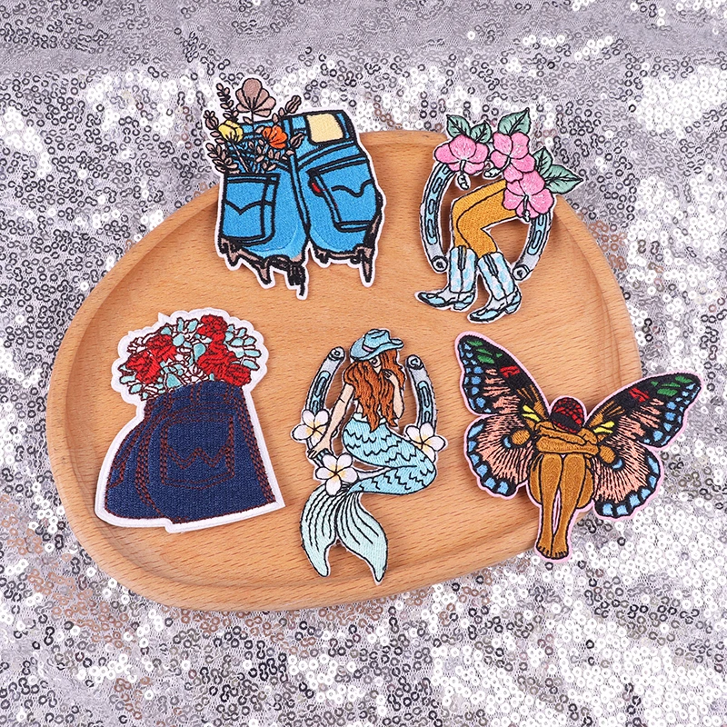 Insignias de verano, parches bordados para chaqueta, estilo playero, parches para planchar para ropa, parche térmico, parche bordado de vaquero MAMA - imagen 4