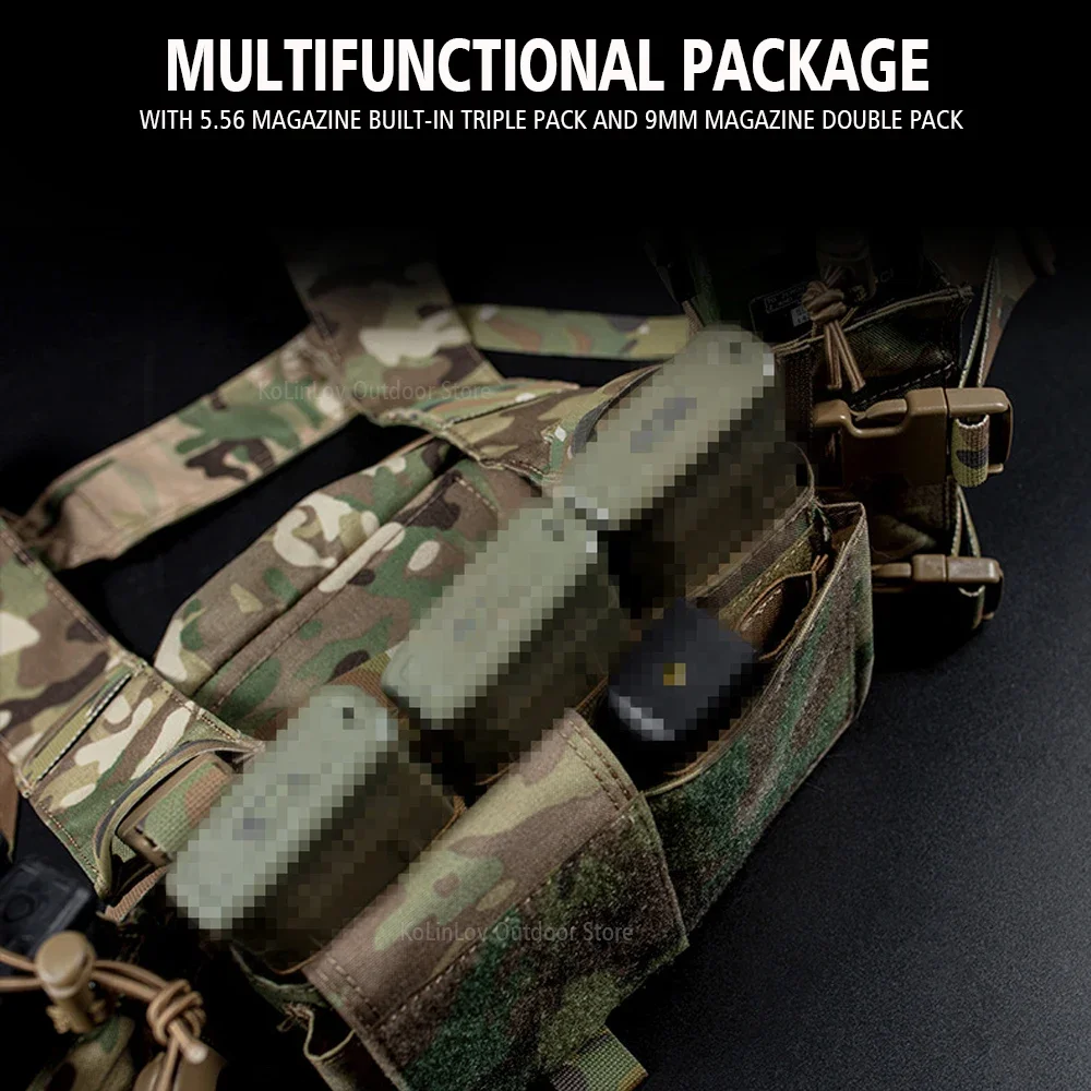 Chaleco de caza Militar MK4, aparejo de pecho táctico MOLLE ligero Modular para exteriores, CS, Airsoft, combate, tiro de Paintball - imagen 3