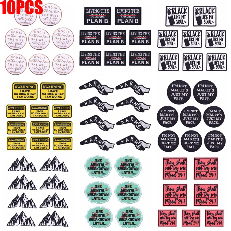 10 unids/lote de parches bordados con eslogan de letras para ropa, parche con letras de dibujos animados, parches para planchar para ropa, chaquetas, sombreros, coser DIY - imagen 2