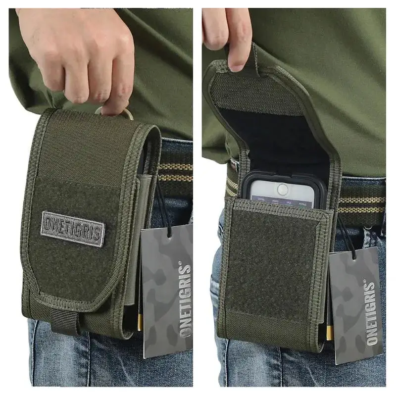 OneTigris MOLLE-riñonera EDC para caza táctica, bolsa de soporte para teléfono inteligente para iPhone 14, 13, 12, 11, 8, 7, 6 Pro Max, XR - imagen 4