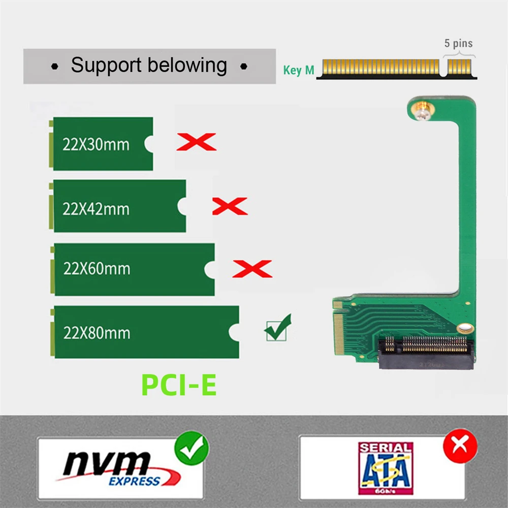 CHENYANG NVME m-key adaptador de extensión en ángulo, 22x30mm a 22x80mm, Compatible con ROG Ally Gaming - imagen 3