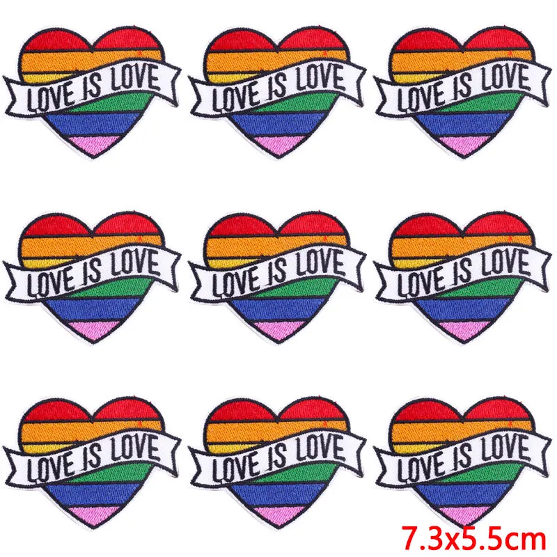 Parche bordado de dibujos animados para planchar, parches termoadhesivos para ropa, arcoíris, 10 insignias de lazo - imagen 2