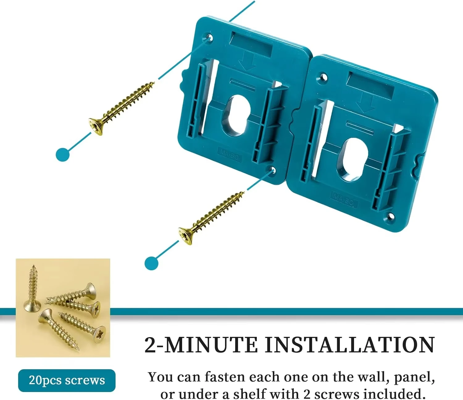 10 juegos de soportes de batería para soporte de batería Makita/Bosch de 18 V, Compatible con Bl1860 Bl1850 Bl1840 Bl1830 (con tornillos - imagen 4