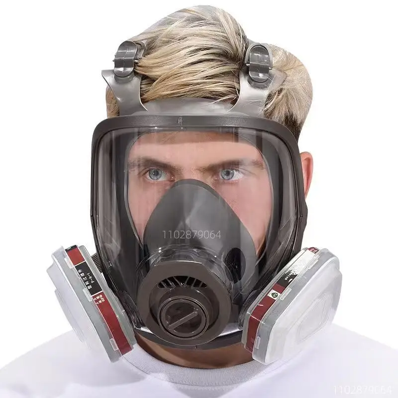 Mascarilla de Gas a prueba de polvo, máscara facial completa con ácido/orgánico/amoníaco 6800, pintura química, pesticida, laboratorio, filtro multifunción - imagen 3