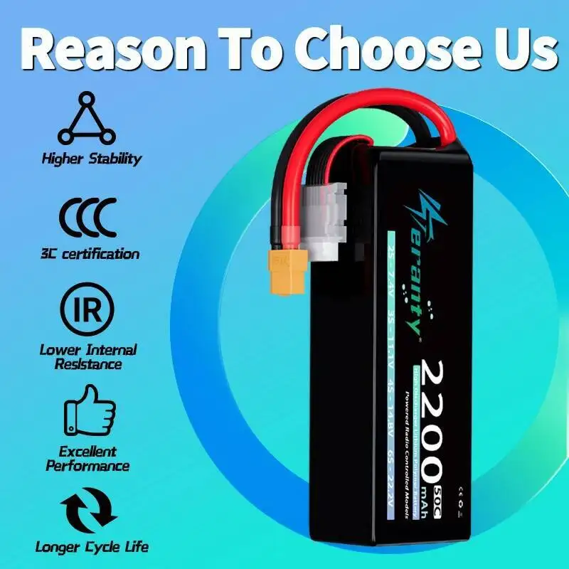 Teranty 6S 2200mAh Lipo FPV Drone batería 22,2 V 50C/100C con T XT60 enchufe Softtcase para RC helicóptero avión RC coche Hobby piezas - imagen 5