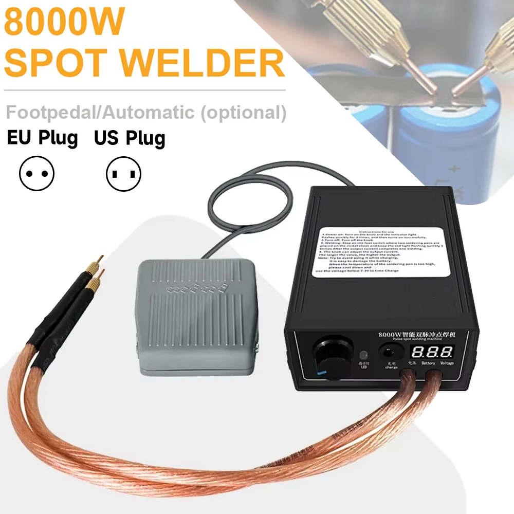 Soldadura por puntos portátil, batería de litio recargable de 8000W, soldadura por puntos 18650 de alta potencia para el hogar, juego completo de soldadura DIY