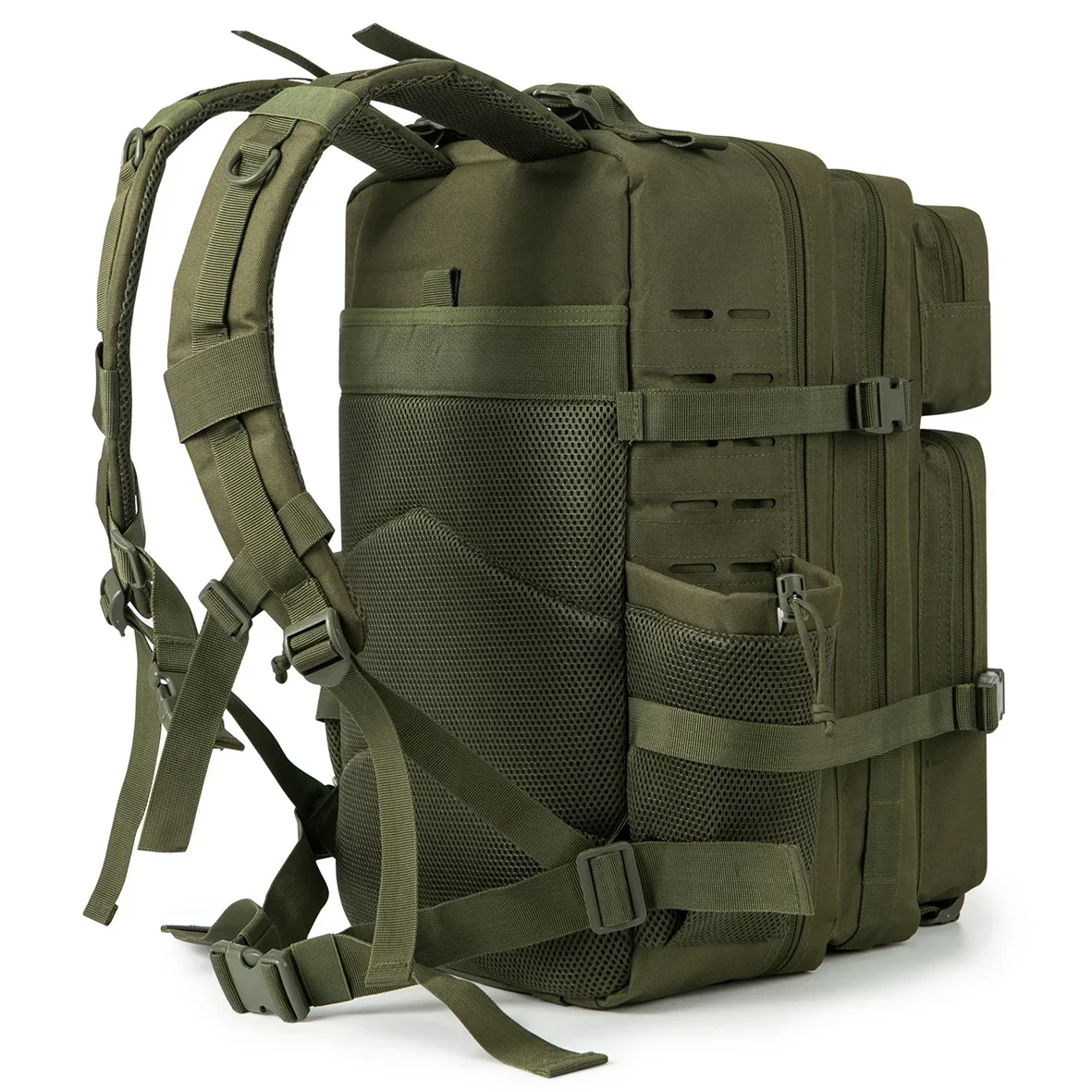 Mochila táctica de 25L/45L para mujeres/hombres, mochila Molle con corte láser de supervivencia, mochila escolar con portavasos doble - imagen 3