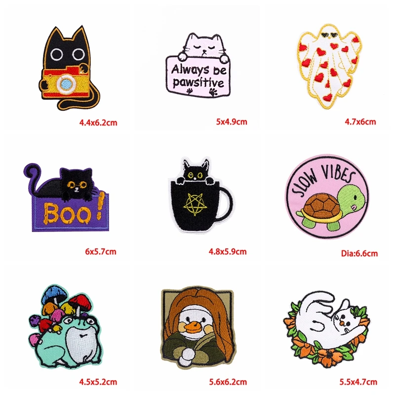 10 Uds. Parches bordados de animales de dibujos animados DIY Rana gato para ropa parches para planchar para ropa parches termoadhesivos - imagen 2