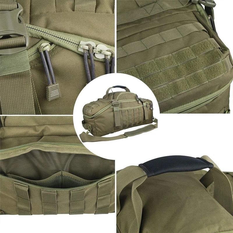 LQARMY 30L 45L 80L Mochila militar táctica Bolsa de lona para gimnasio para hombres Camping Deportes Viajes Entrenamiento Weekender Despliegue 3 en 1 - imagen 5