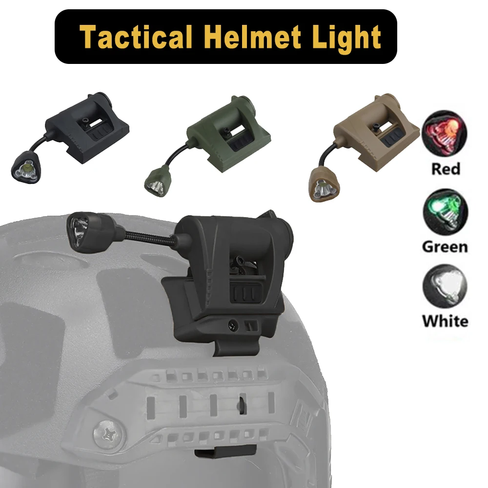 Luz táctica para casco RGB + LED IR, doble combustible CR123 o AA, pluma flexible, resistente al agua, riel/correa para la cabeza montable - imagen 3